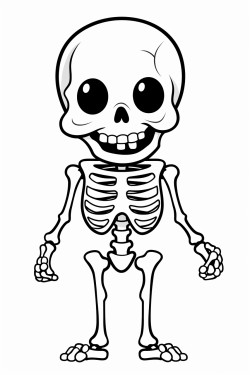 cute cartoon skeleton taking xray