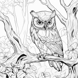 an owl in a tree in a forest