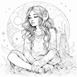 a girl sitting