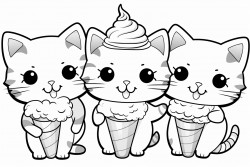 three cats eating ice cream