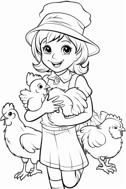girl with chickens
