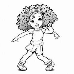 wild curly hair girl in dance class