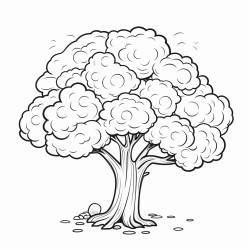black and white coloring book drawing only thick outlines no grayscale for children cartoon style christmas tree
