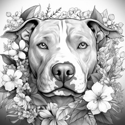 full length pitbull with a flower crown