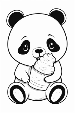 panda eating icecream