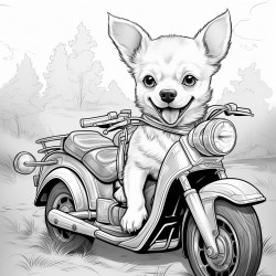 realistic chihuahua on a moped