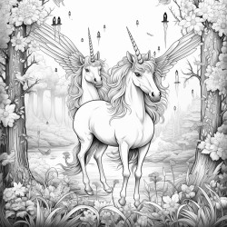 magical forest with flying unicorns