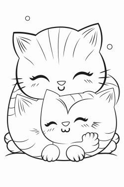 kawaii cats snuggling