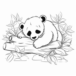 panda sleeping on a bamboo tree