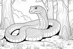 snake  wrapped round a tree trunk in the forest
