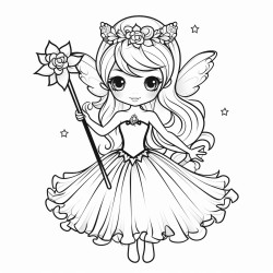 fairy with flower crown wearing a tutu dress carrying a wand