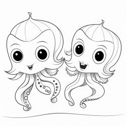 squid and octopus swimming