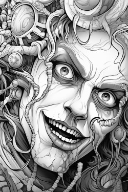 disform horror clown with spiral eye