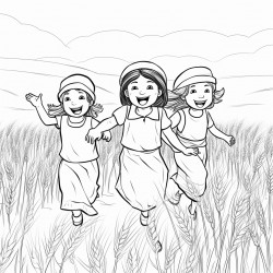 black hebrew children playing in the wheat field