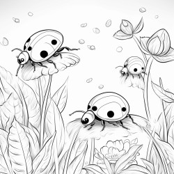 simple and easy adorable garden with ladybugs coloring pages for kids felttip pen white majorly