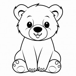 a simple cute bear with bold line art no background