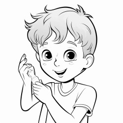 3 year old boy applying on sunscreen on his face