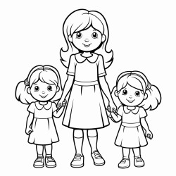 two women one taller than the other and then two toddlers side each woman one boy and one girl