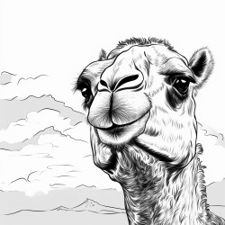 retro cartoon picture of a closeup face of a camel
