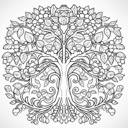 tree with mandala pattern adult coloring book picture