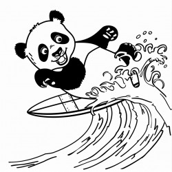 a panda surfing