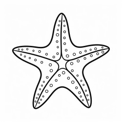 kids coloring page with sea star black and white simple line art style minimalist drawing white background style raw