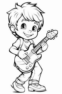 musican playing guitar coloring pages