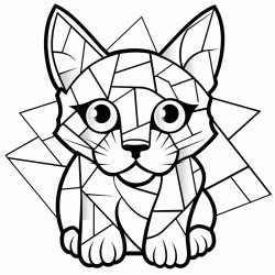 simple outline mosaic of a cat
