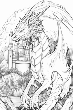 coloring dragon forest castle