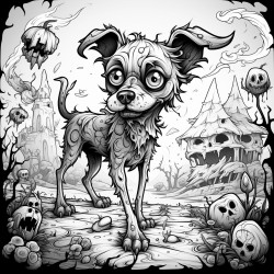 zombie dog with big eyes