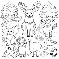 autum wood land animals