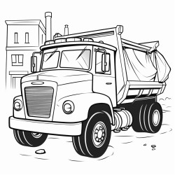 happy garbage truck and bins