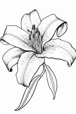 flower lily coloring page  with intricate pattern inside of it no color no shading thick line