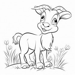 a cartoon goat gobbling grass