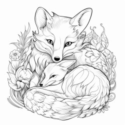 fox cuddling with a rabbit
