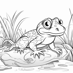 a snake eating a frog at the river