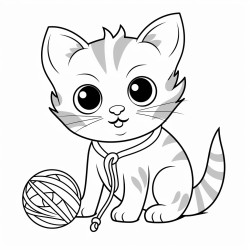 a cat playing with a ball of yarn
