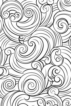 a cute elegant swirls  coloring bookvector white background black and white black drawing