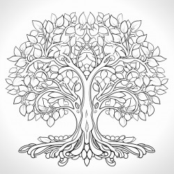 tree with mandala pattern adult coloring book picture