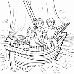 2 children on a boat