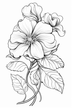 flower in the format of a botanical illustration plate