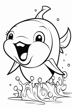 a cheerful whale splashing water out of its blowhole
