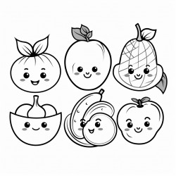fruits and vegetables with happy faces