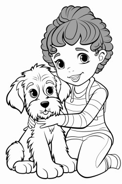 puppy playing with a black woman