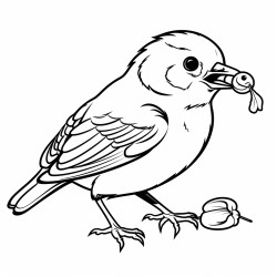 little bird eating worm