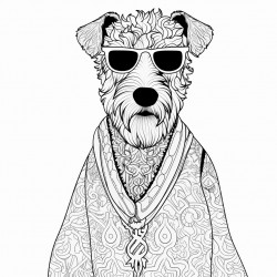 airedale dressed as a hippie