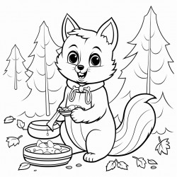 a cat in the forest cooking