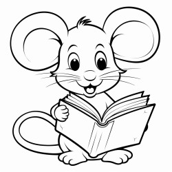 une souris lit un livre