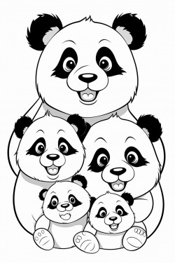 a happy panda family