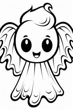 a cute ghost with butterfly wings flying